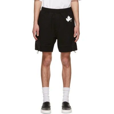 Shop Dsquared2 Black Leaf Active Shorts In 900 Black