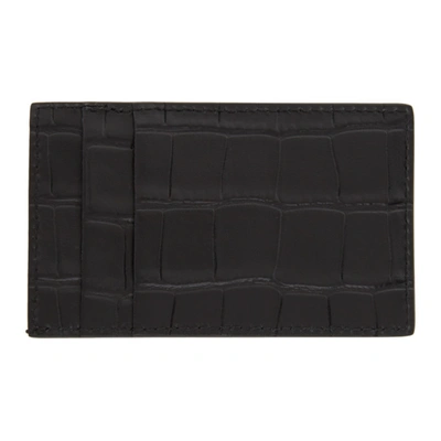 Shop Alexander Mcqueen Black Croc Card Holder In 1000 Black