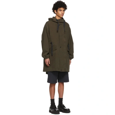 Acne Studios Khaki Canvas Fishtail Parka Coat In Cedar Green