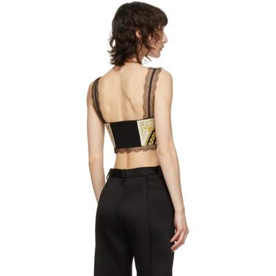 Shop Versace Black & Gold Lace Barocco Camisole In 5w060 Bianc