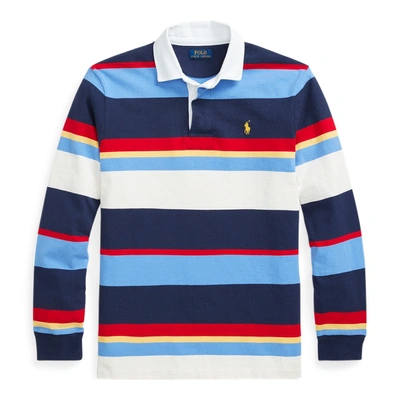 Shop Ralph Lauren The Iconic Rugby Shirt In Newport Navy Multi