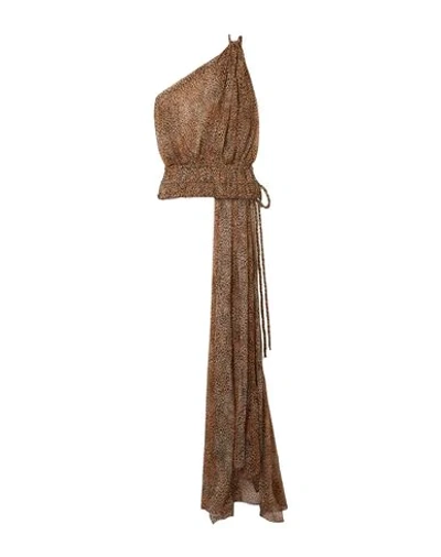 Shop Redemption Woman Top Camel Size 12 Silk, Metallic Fiber In Beige