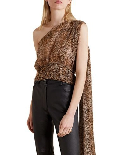 Shop Redemption Woman Top Camel Size 12 Silk, Metallic Fiber In Beige