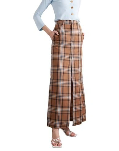 Shop A.w.a.k.e. A. W.a. K.e. Mode Woman Maxi Skirt Brown Size 8 Polyester, Cotton