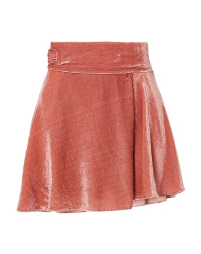 Shop Harmur Woman Mini Skirt Coral Size L Viscose, Silk In Red