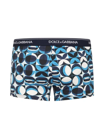 Shop Dolce & Gabbana Majolica-print Cotton Boxer Shorts In White