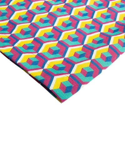 Shop La Doublej Geometric-pattern Small Tablecloth In Yellow