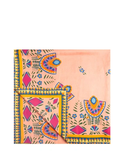 Shop La Doublej Mexico-print Linen Tablecloth In Pink