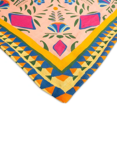 Shop La Doublej Mexico-print Linen Tablecloth In Pink