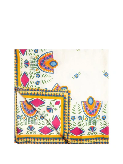 Shop La Doublej Mexico-print Linen Tablecloth In White