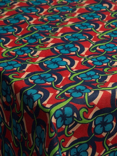 Shop La Doublej Picnic-print Linen Tablecloth In Red