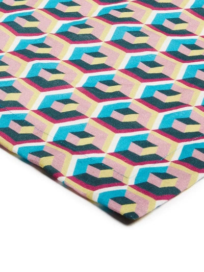 Shop La Doublej Cubi-print Linen Tablecloth In Pink