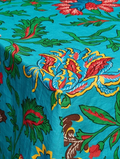 Shop La Doublej Dragon Flower-print Linen Tablecloth In Blue