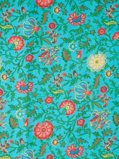 Shop La Doublej Dragon Flower-print Linen Tablecloth In Blue