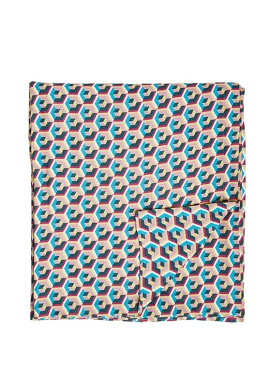 Shop La Doublej Geometric-print Linen Tablecloth In Pink