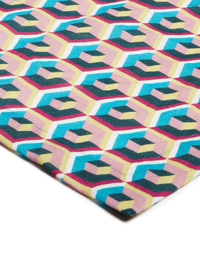 La Doublej Geometric-print Linen Tablecloth In Pink