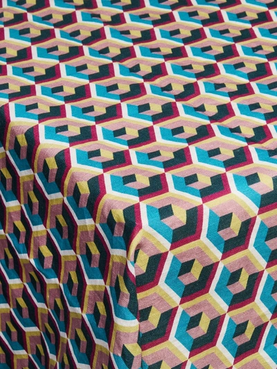 La Doublej Geometric-print Linen Tablecloth In Pink