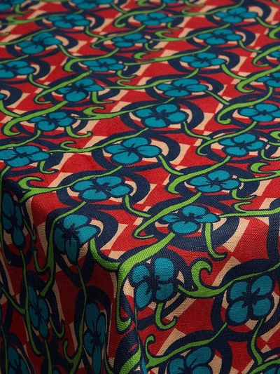 Shop La Doublej Picnic-print Linen Tablecloth In Blue