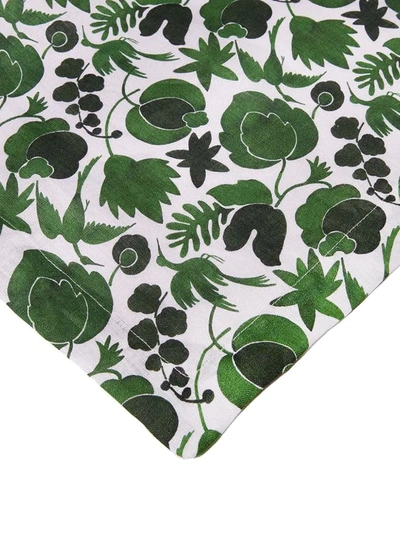 La Doublej Wildbird-print Linen Runner In White