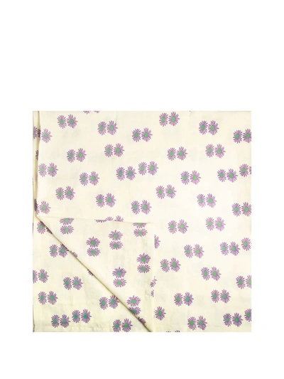 Shop La Doublej Margherita-print Linen Tablecloth In White