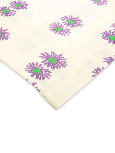 La Doublej Margherita-print Linen Tablecloth In White
