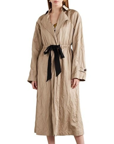 Shop Jason Wu Collection Woman Overcoat & Trench Coat Beige Size 12 Viscose, Cotton, Stainless Steel