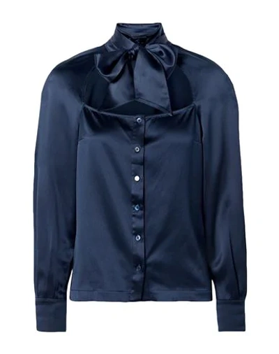 Shop Fleur Du Mal Woman Shirt Midnight Blue Size 6 Silk
