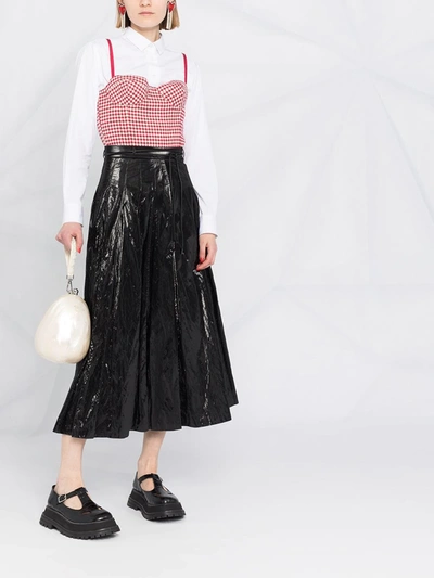 Red Valentino Houndstooth-pattern Bustier Bodysuit In Red