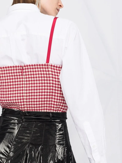Red Valentino Houndstooth-pattern Bustier Bodysuit In Red