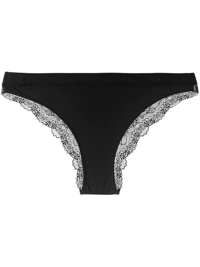 Shop Karl Lagerfeld Pack Of Two Lace Trim Briefs In Black