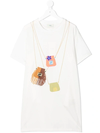 Shop Fendi Bag-print T-shirt Dress In White