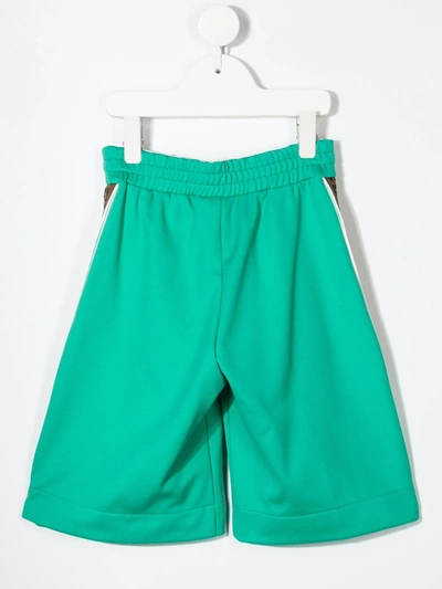 Shop Fendi Ff Stripe Track Shorts In Green