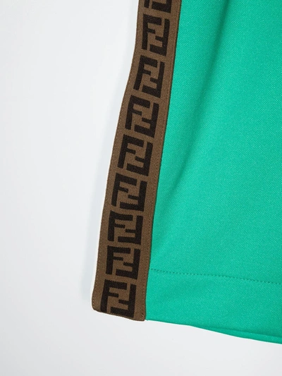 Shop Fendi Ff Stripe Track Shorts In Green