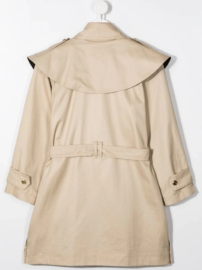 Shop Balmain Button-embellished Trench Coat In Neutrals