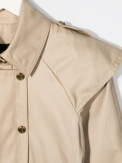 Shop Balmain Button-embellished Trench Coat In Neutrals