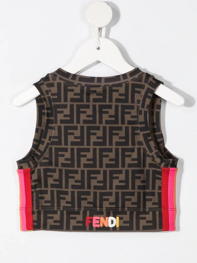 Shop Fendi Logo-print Crop Top In Brown