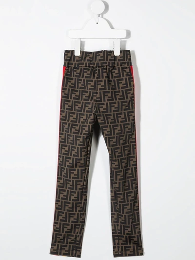 Fendi Zucca Side-stripe Track Pants In Brown
