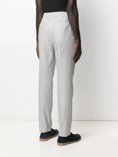 Pre-owned Brunello Cucinelli Striped Slim-fit Trousers In White