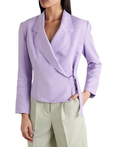 Shop Pyer Moss Woman Blazer Lilac Size M Polystyrene In Purple