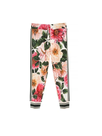 Shop Dolce & Gabbana Camellia Print Jogging Pants In Multicolor In Multicolour
