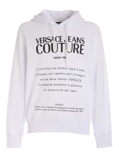 Shop Versace Jeans Couture Logo Label Print Sweatshirt In White