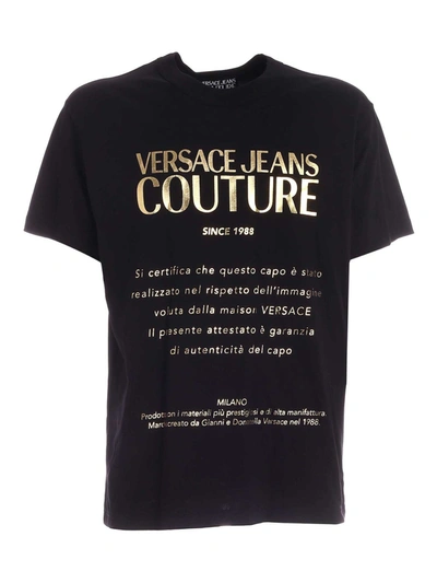 Shop Versace Jeans Couture Label Print T-shirt In Black