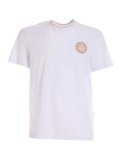 Shop Versace Jeans Couture V-emblem Embroidery T-shirt In White