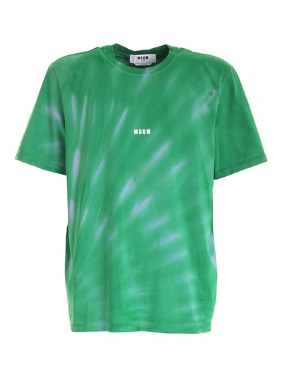 Shop Msgm Tie Dye Effect T-shirt In Green
