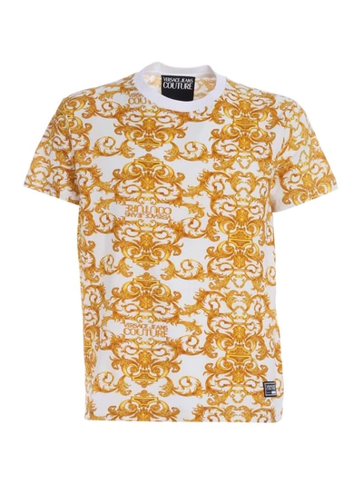 Shop Versace Jeans Couture Logo Baroque Print T-shirt In White