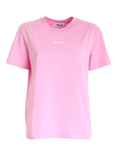 Shop Msgm Logo Print T-shirt In Pink