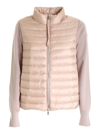 Shop Moncler Quilted Tricot Cardigan In Pink