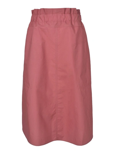 Shop Sofie D'hoore Shirred Waist Midi Skirt In Terracotta In Brown