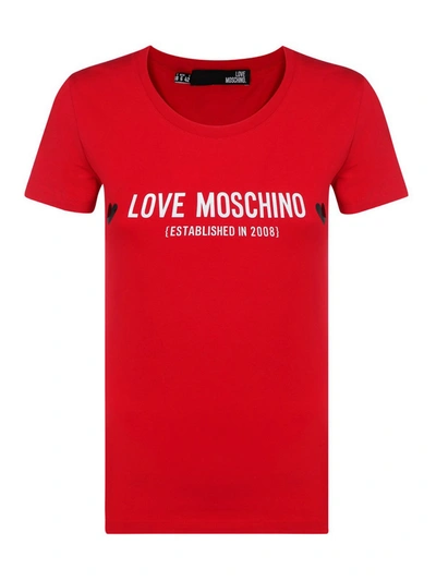 Shop Love Moschino Logo Print T-shirt In Red