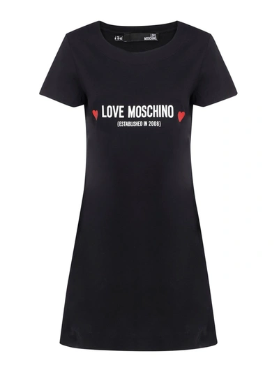 Shop Love Moschino Short T-shirt Dress In Black